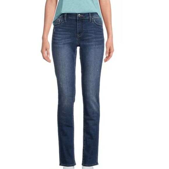 Kut from the Kloth Stevie Straight Leg Medium Whisker Wash Size 8 - Picture 1 of 15